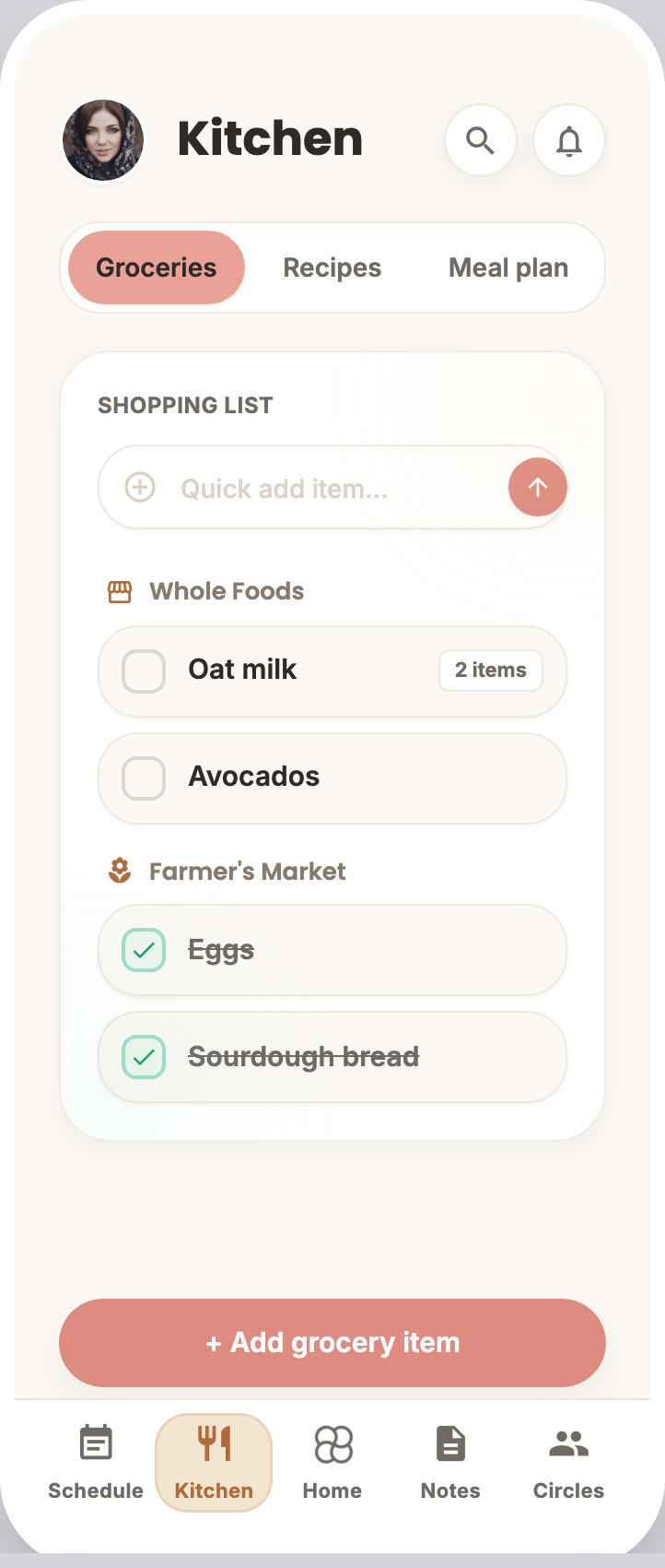 Mana kitchen — groceries, recipes, and meal planning