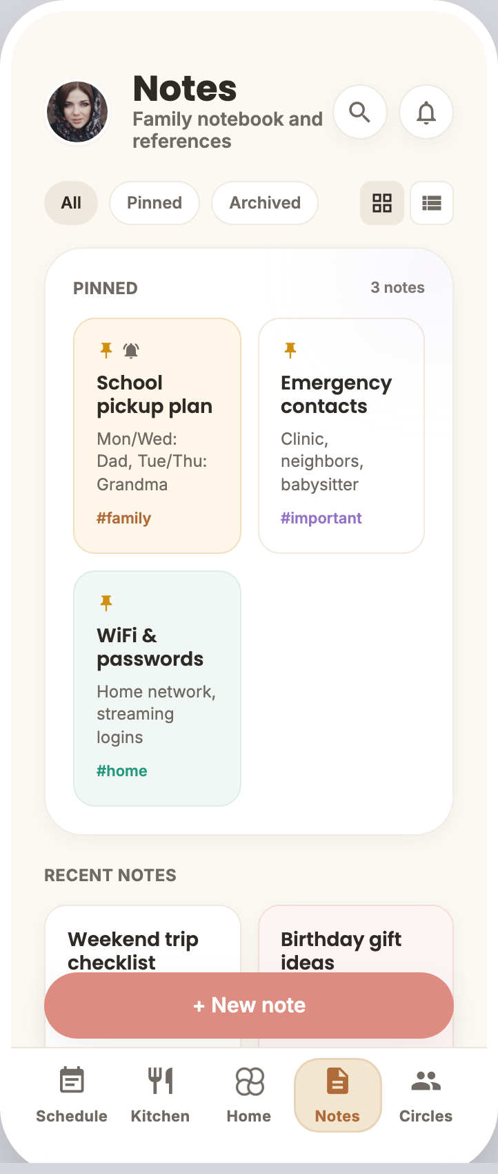 Mana notes — shared family notebook and references